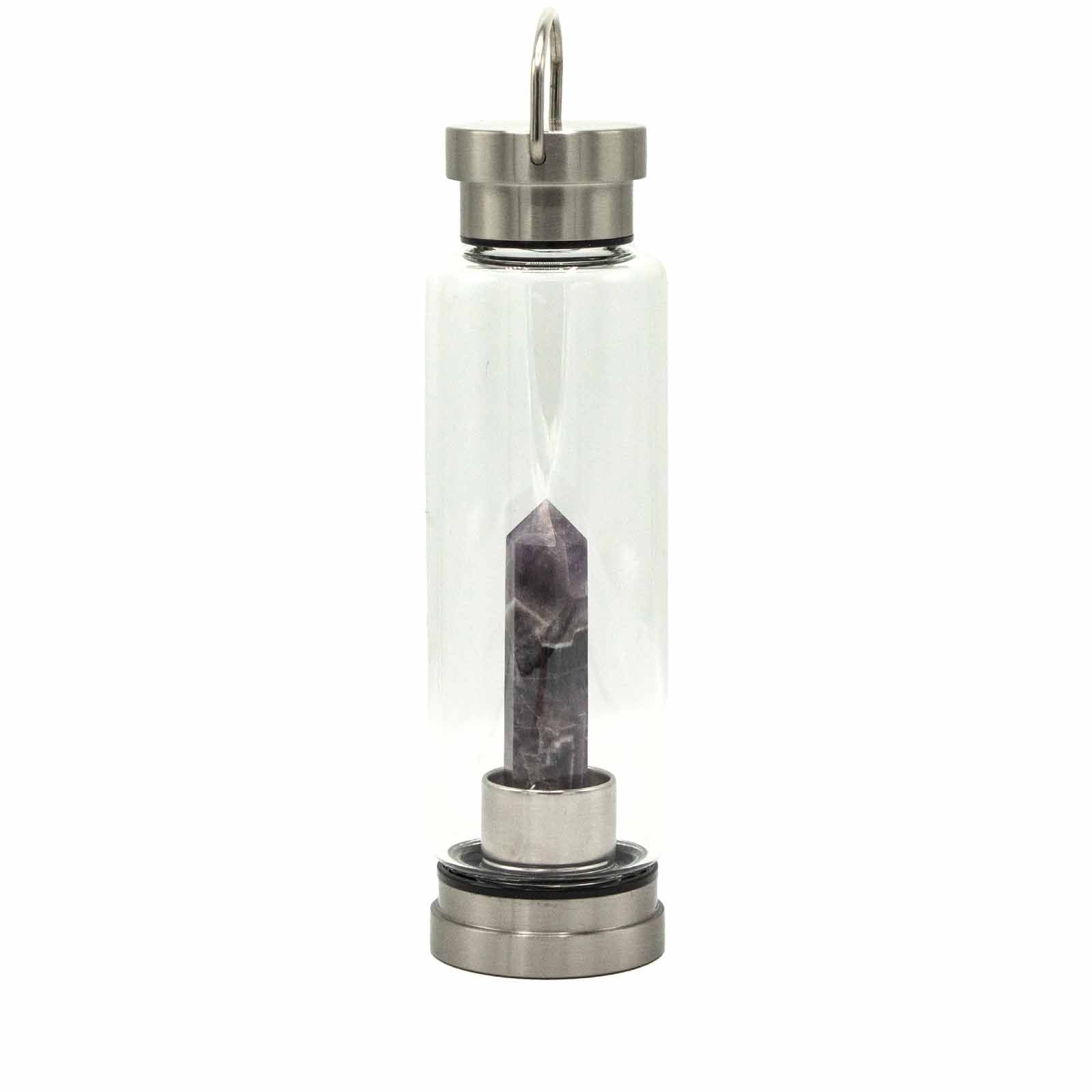 AMETHYST CRYSTAL INFUSED GLASS WATER BOTTLE