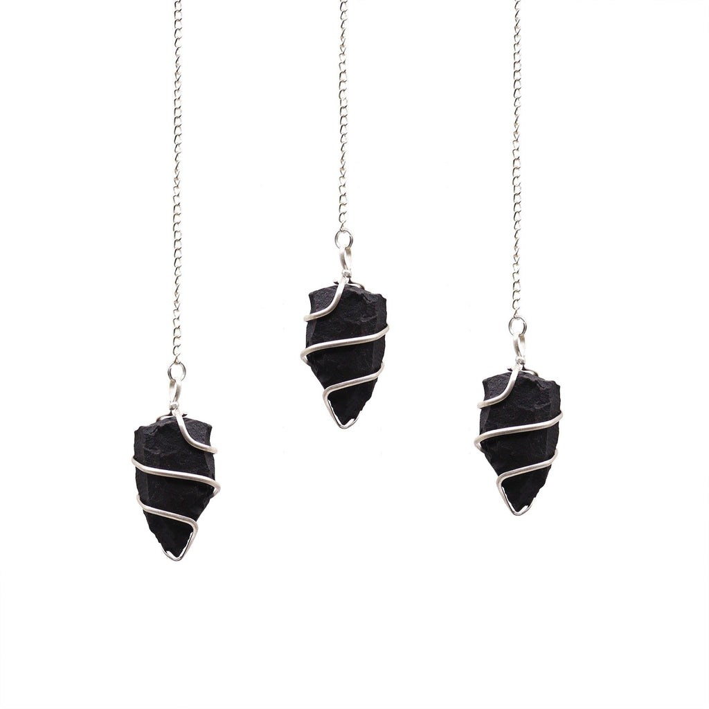 RAW BLACK AGATE PENDULUM