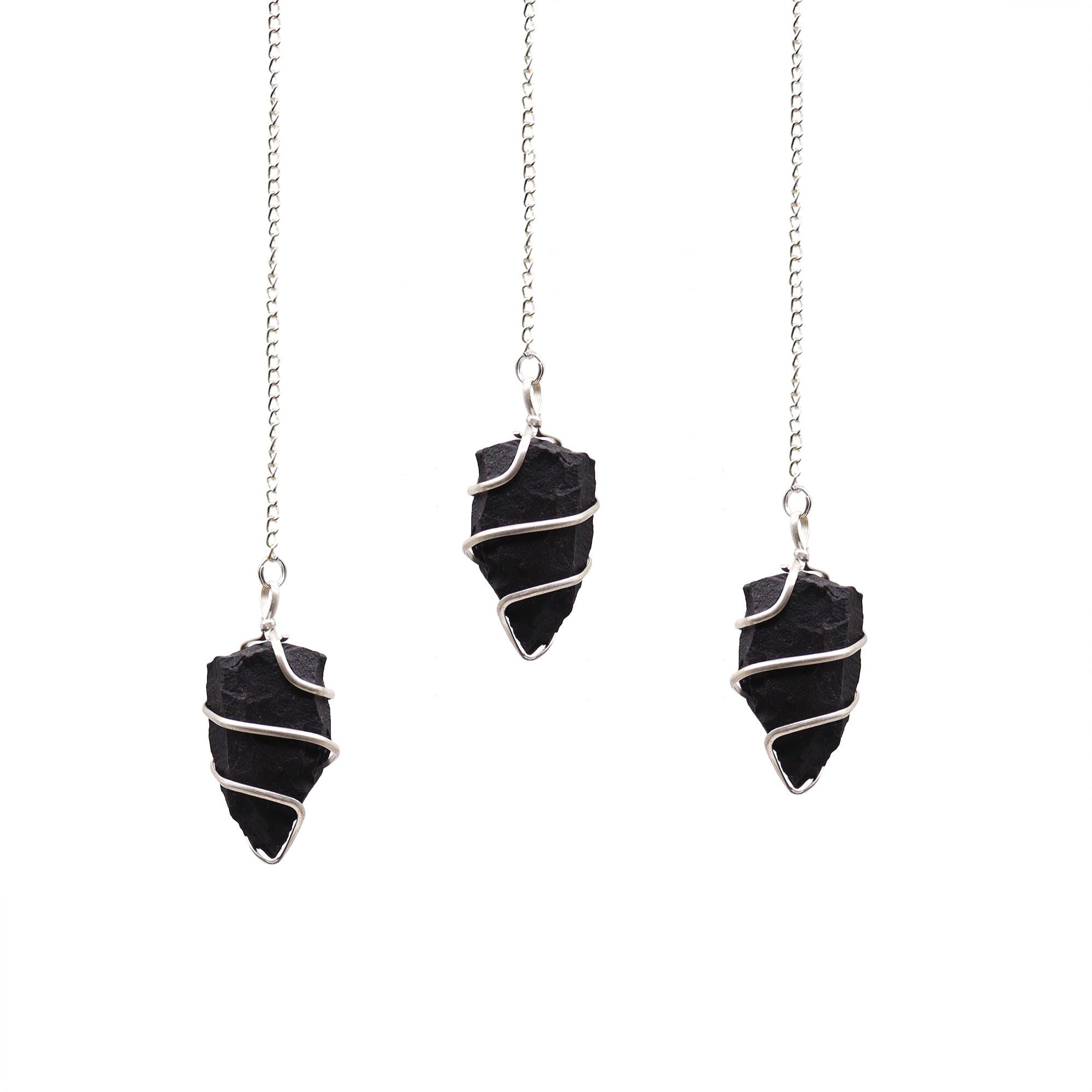 RAW BLACK AGATE PENDULUM