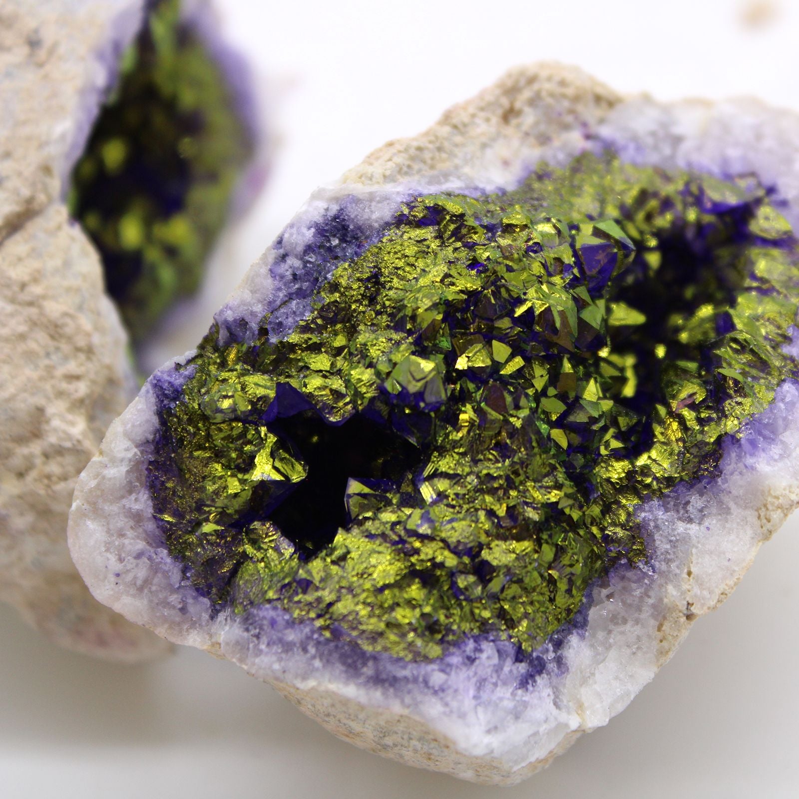PURPLE + GOLD CALCITE GEODE