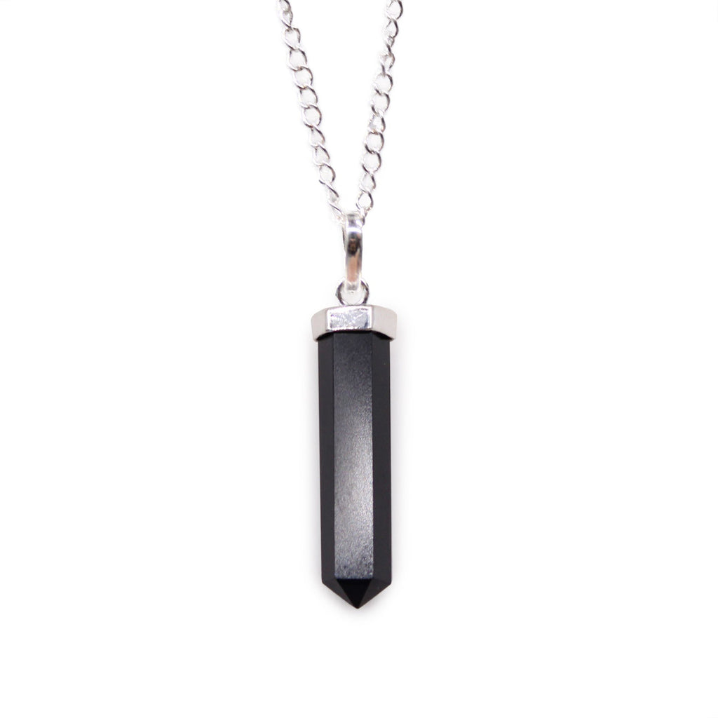 BLACK AGATE POINT PENDANT NECKLACE