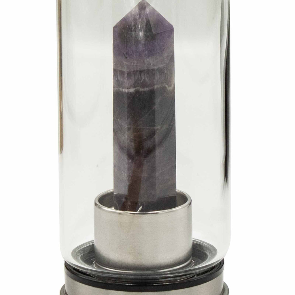 AMETHYST CRYSTAL INFUSED GLASS WATER BOTTLE