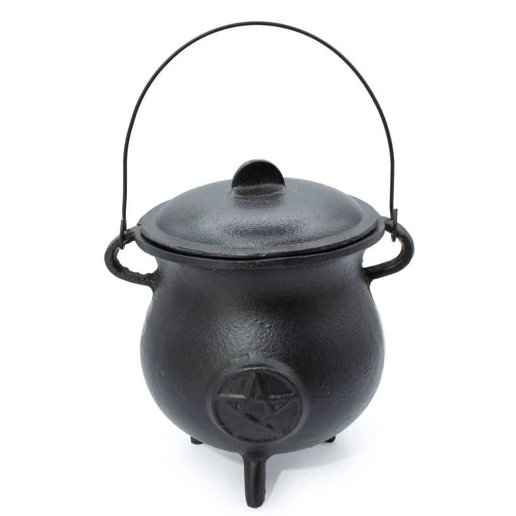 LARGE CAST IRON PENTAGRAM CAULDRON