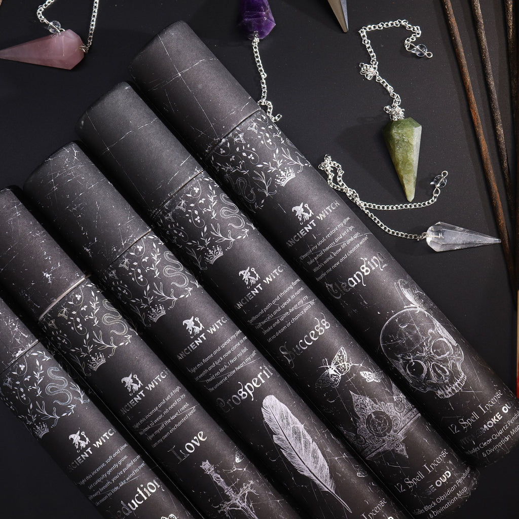 LOVE SPELL INCENSE + ROSE QUARTZ PENDULUM SET