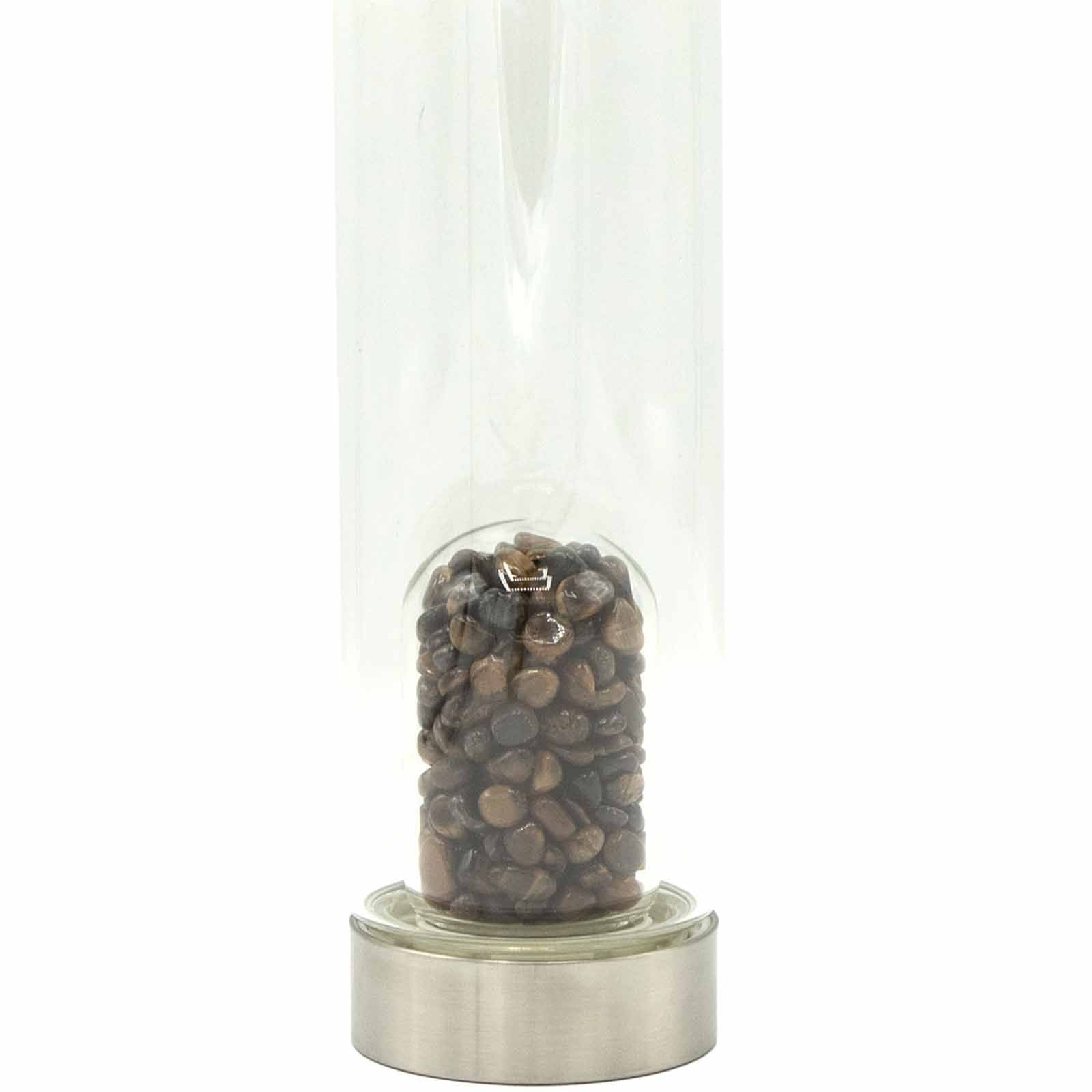 TIGER'S EYE CRYSTAL CHIP INFUSED GLASS WATER BOTTLE
