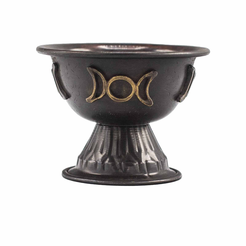 ANTIQUE COPPER TRIPLE MOON RITUAL CHALICE