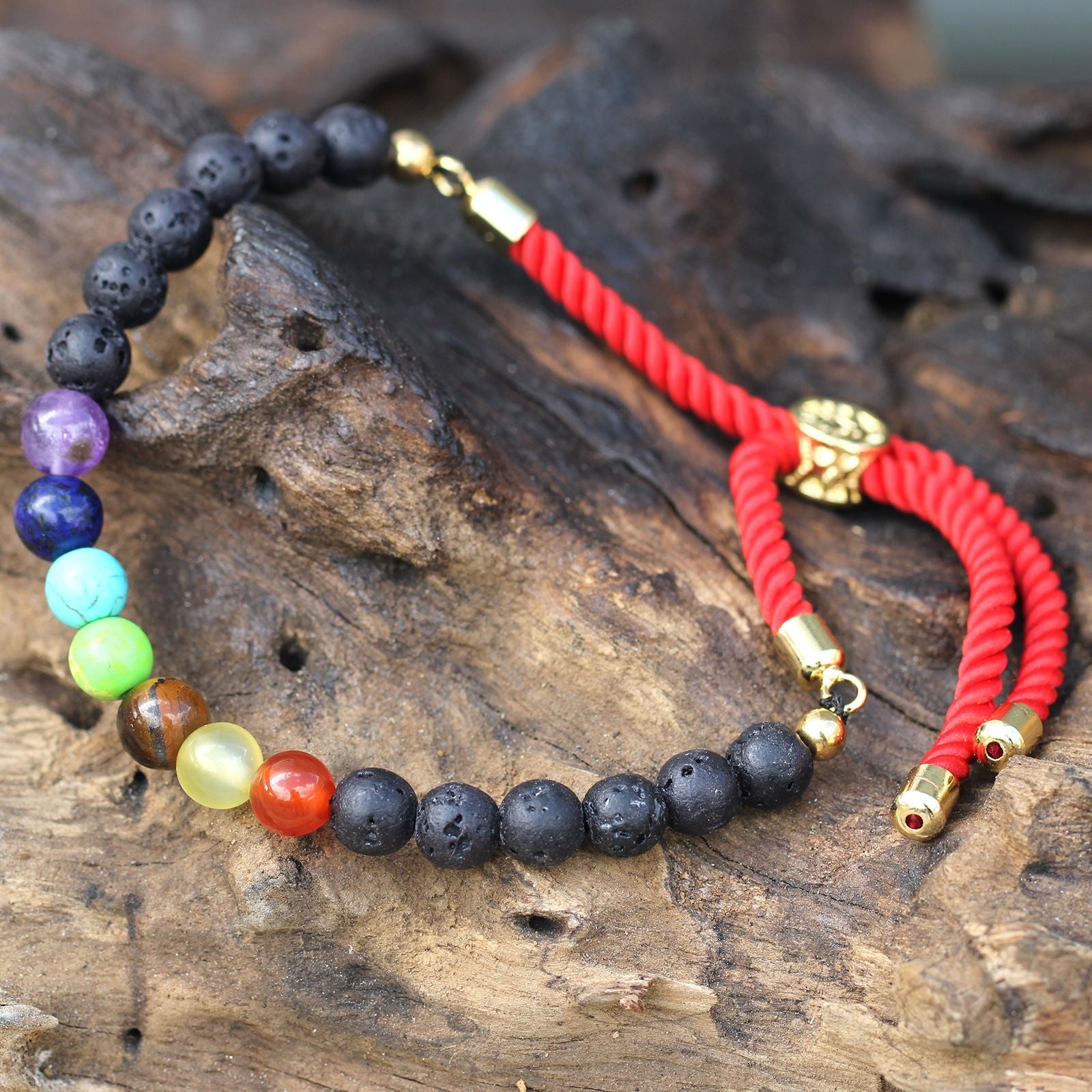 LAVA STONE CHAKRA ADJUSTABLE BRACELET