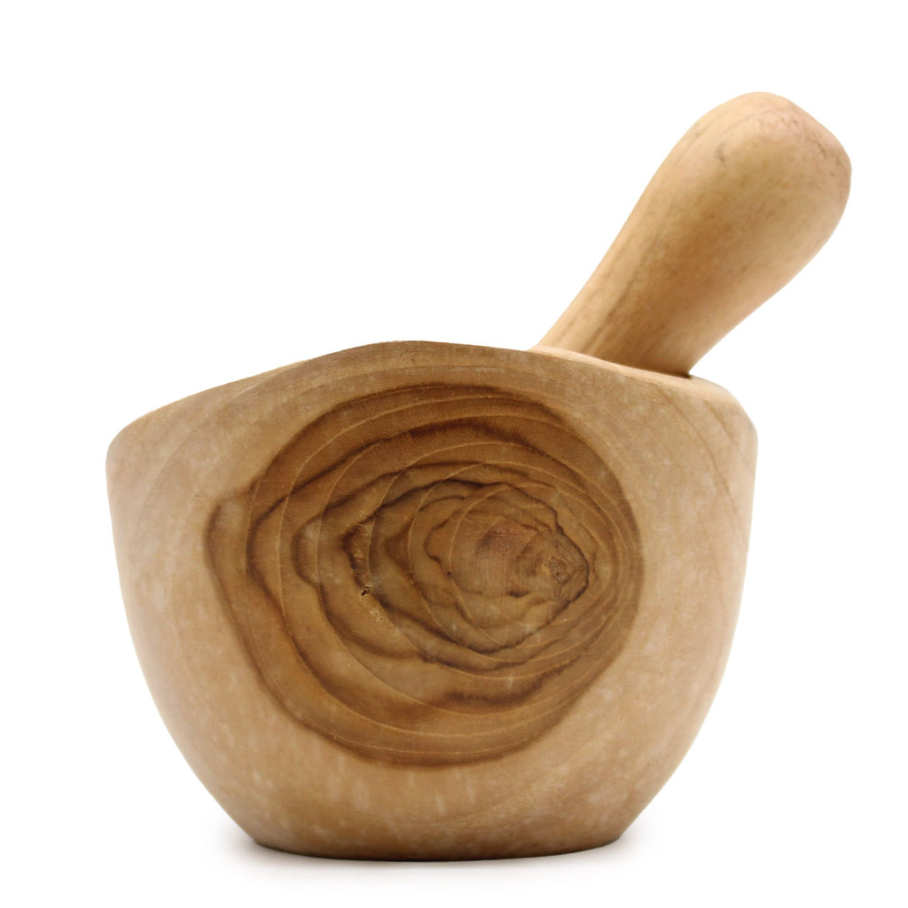 NATURAL TEAK PESTLE + MORTAR