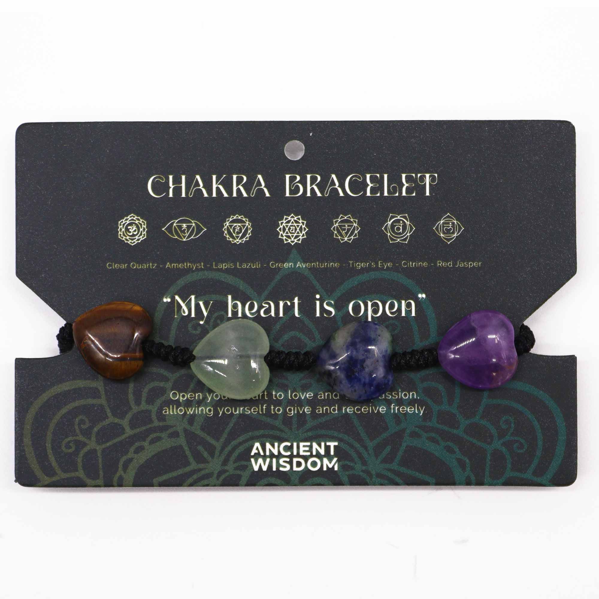 "MY HEART IS OPEN" CHAKRA AFFIRMATION BRACELET