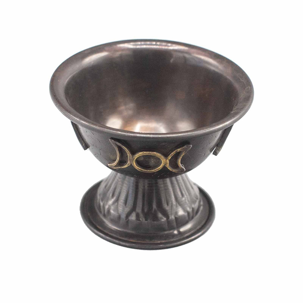 ANTIQUE COPPER TRIPLE MOON RITUAL CHALICE