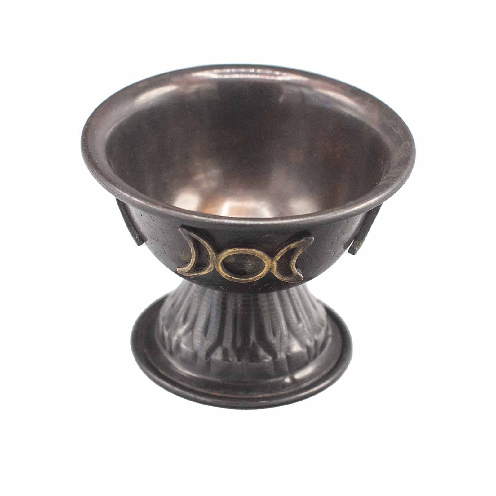 ANTIQUE COPPER TRIPLE MOON RITUAL CHALICE