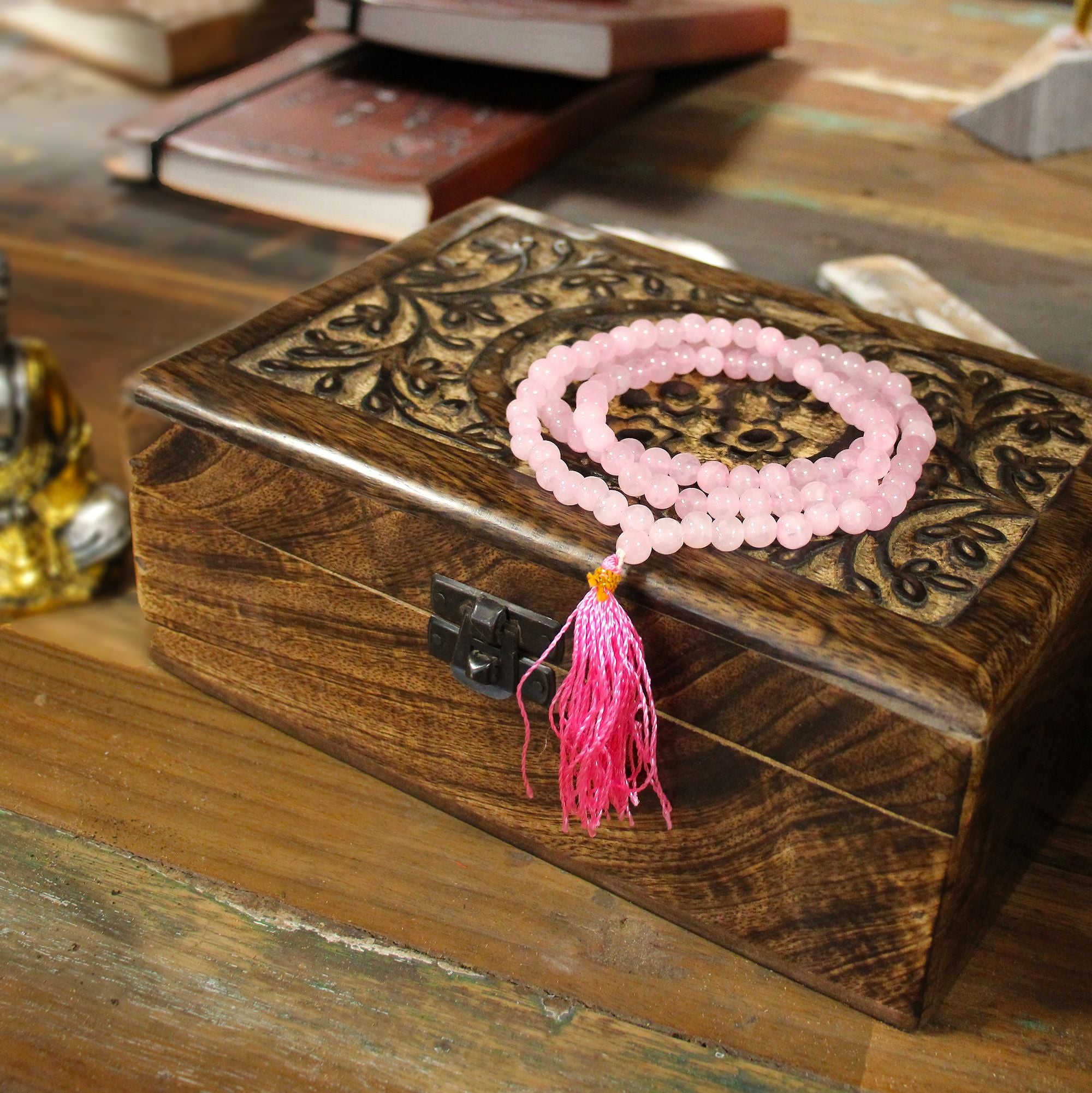 ROSE QUARTZ MALA BEADS