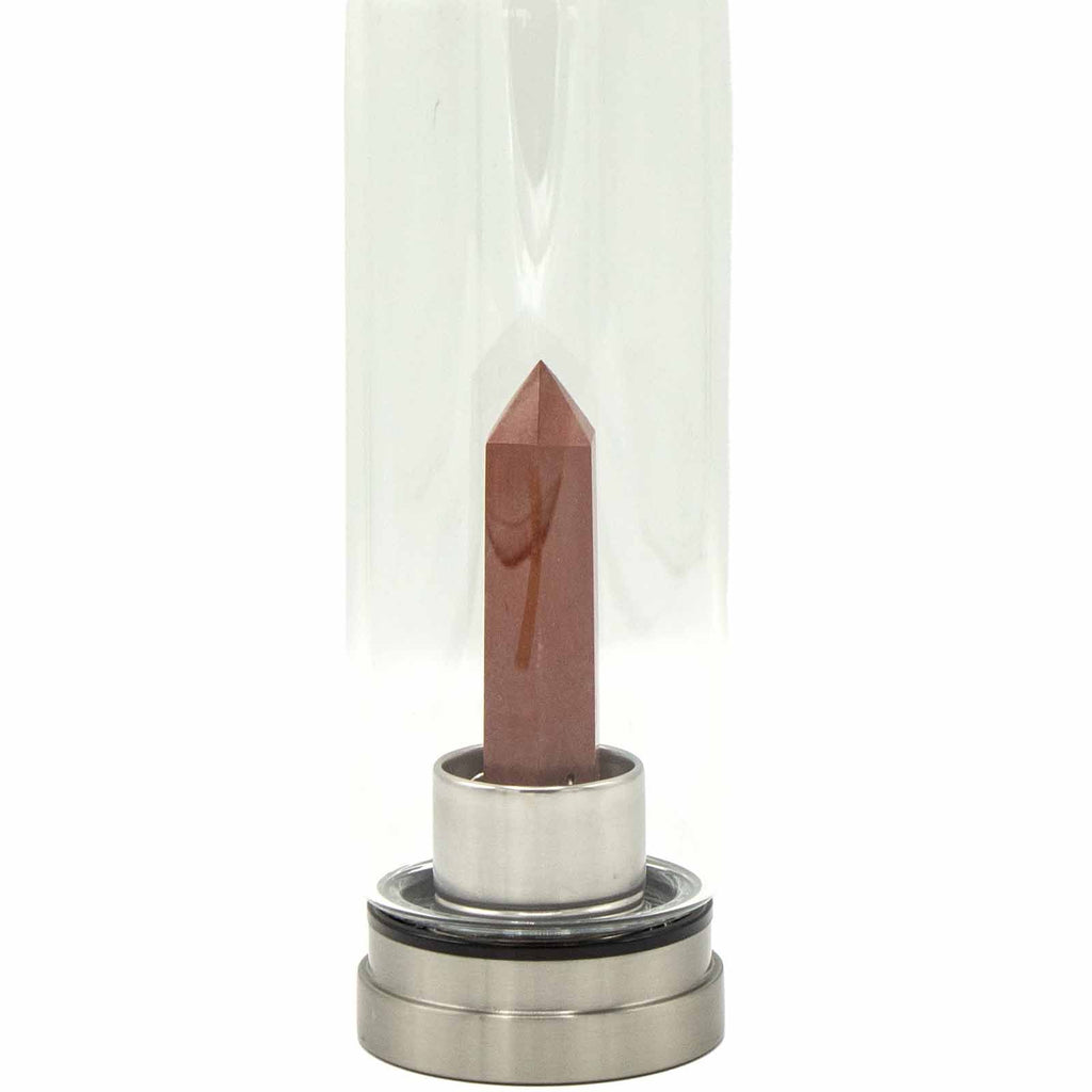 RED JASPER CRYSTAL INFUSED GLASS WATER BOTTLE