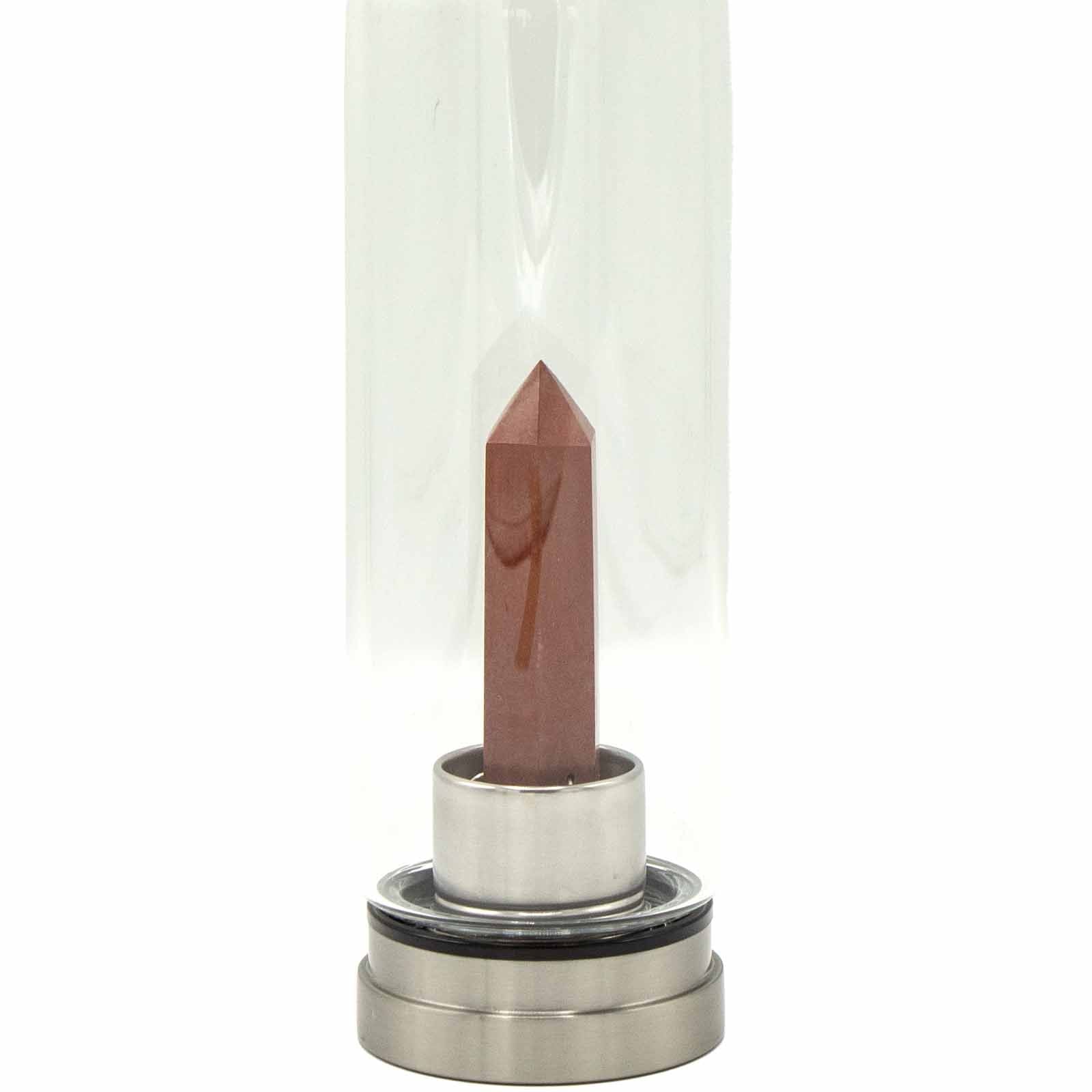 RED JASPER CRYSTAL INFUSED GLASS WATER BOTTLE