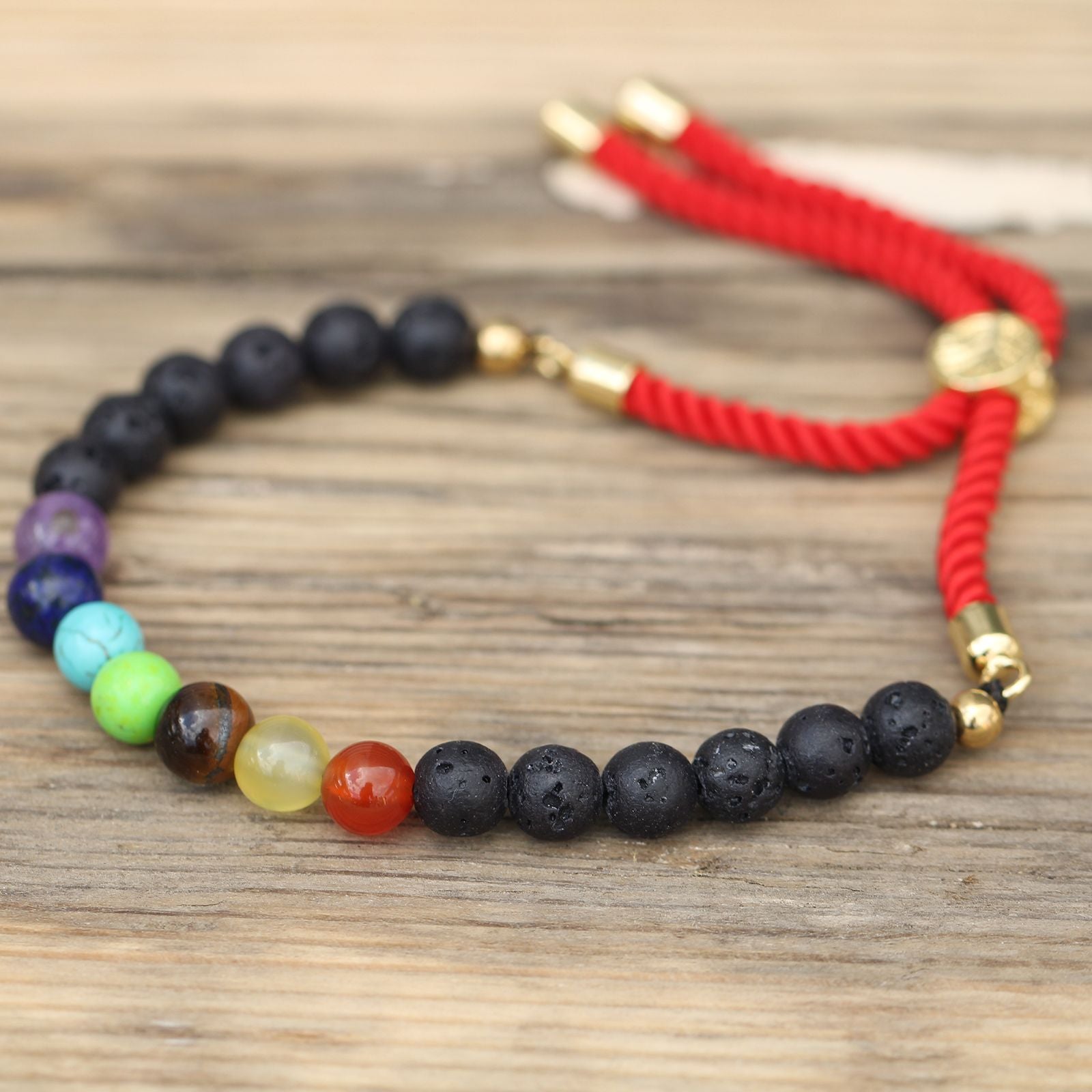 LAVA STONE CHAKRA ADJUSTABLE BRACELET