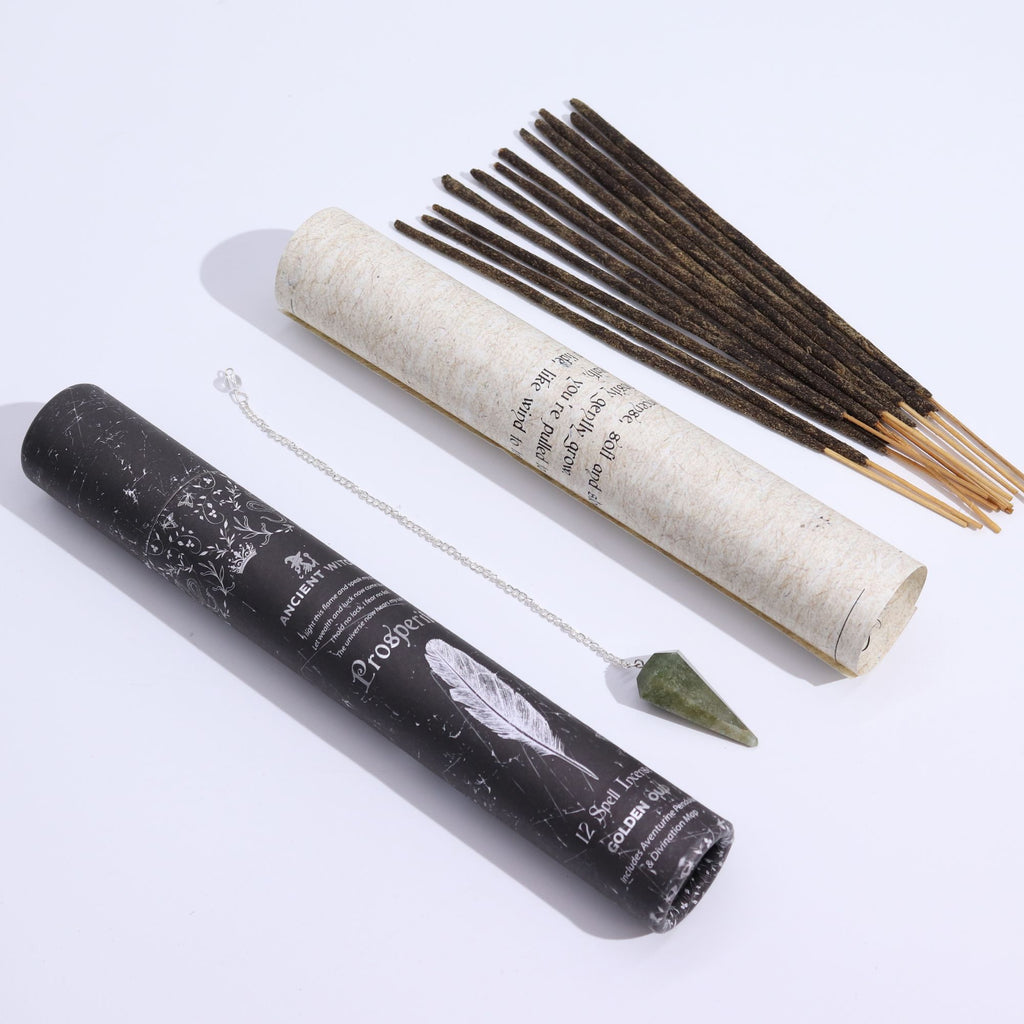 PROSPERITY SPELL INCENSE + AVENTURINE PENDULUM SET