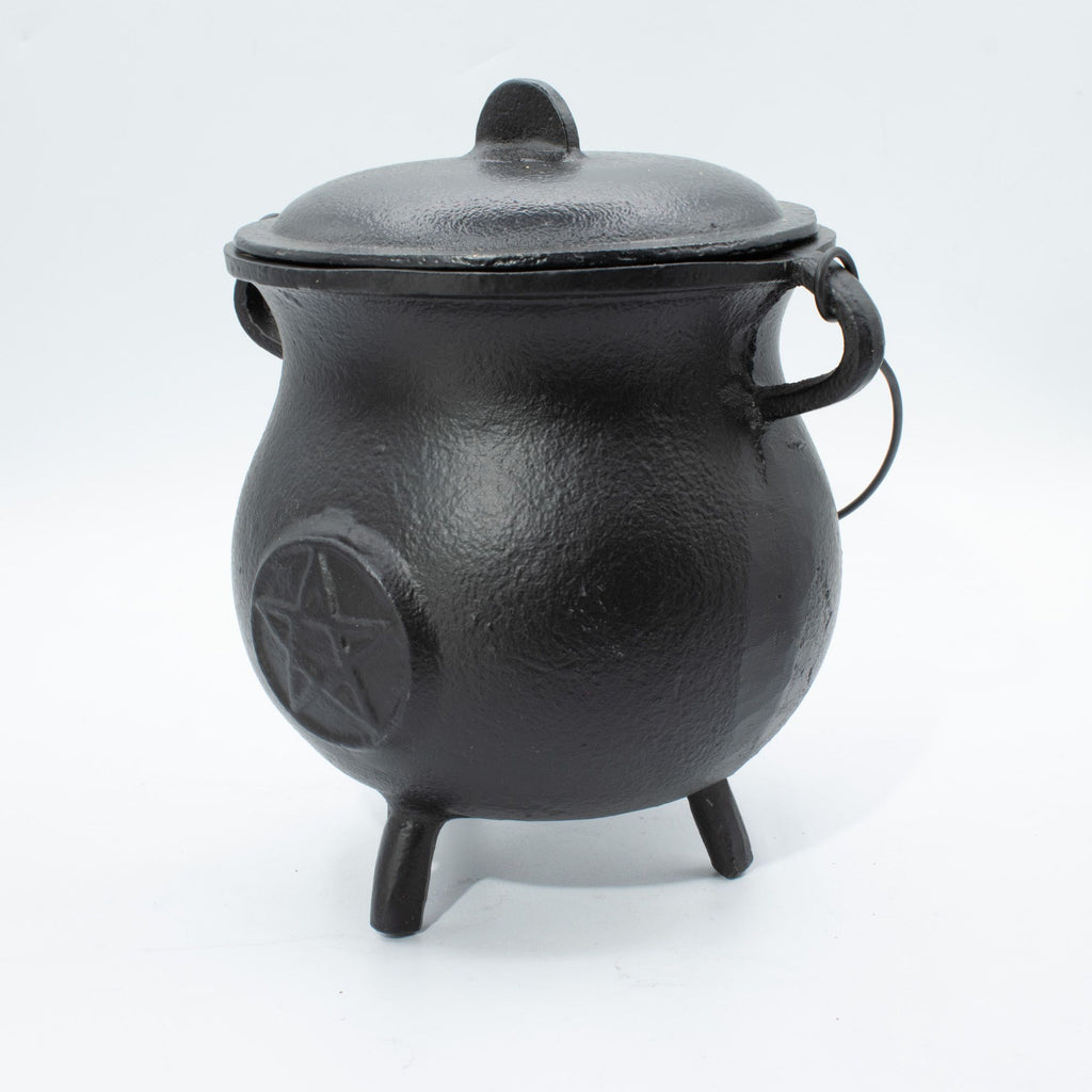 LARGE CAST IRON PENTAGRAM CAULDRON