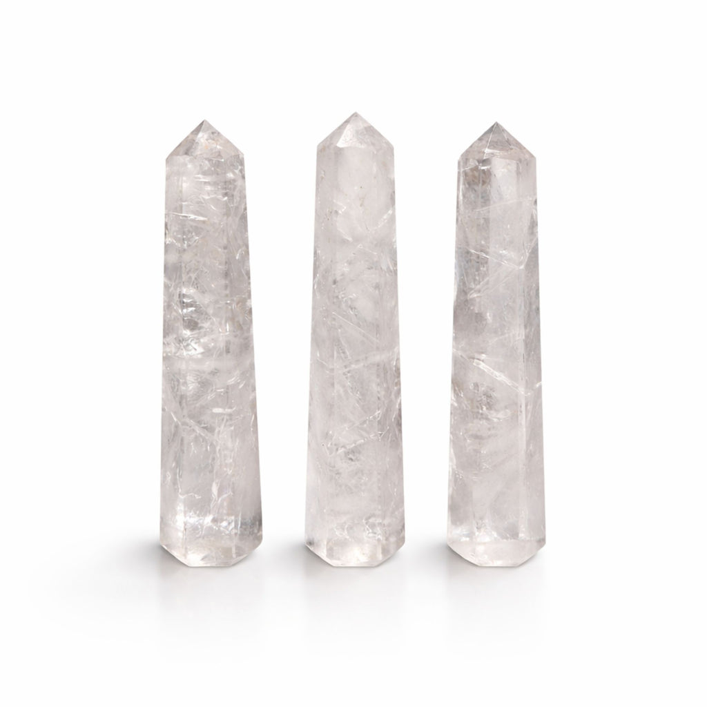CLEAR QUARTZ SIX FACE OBELISK POINT (11CM)