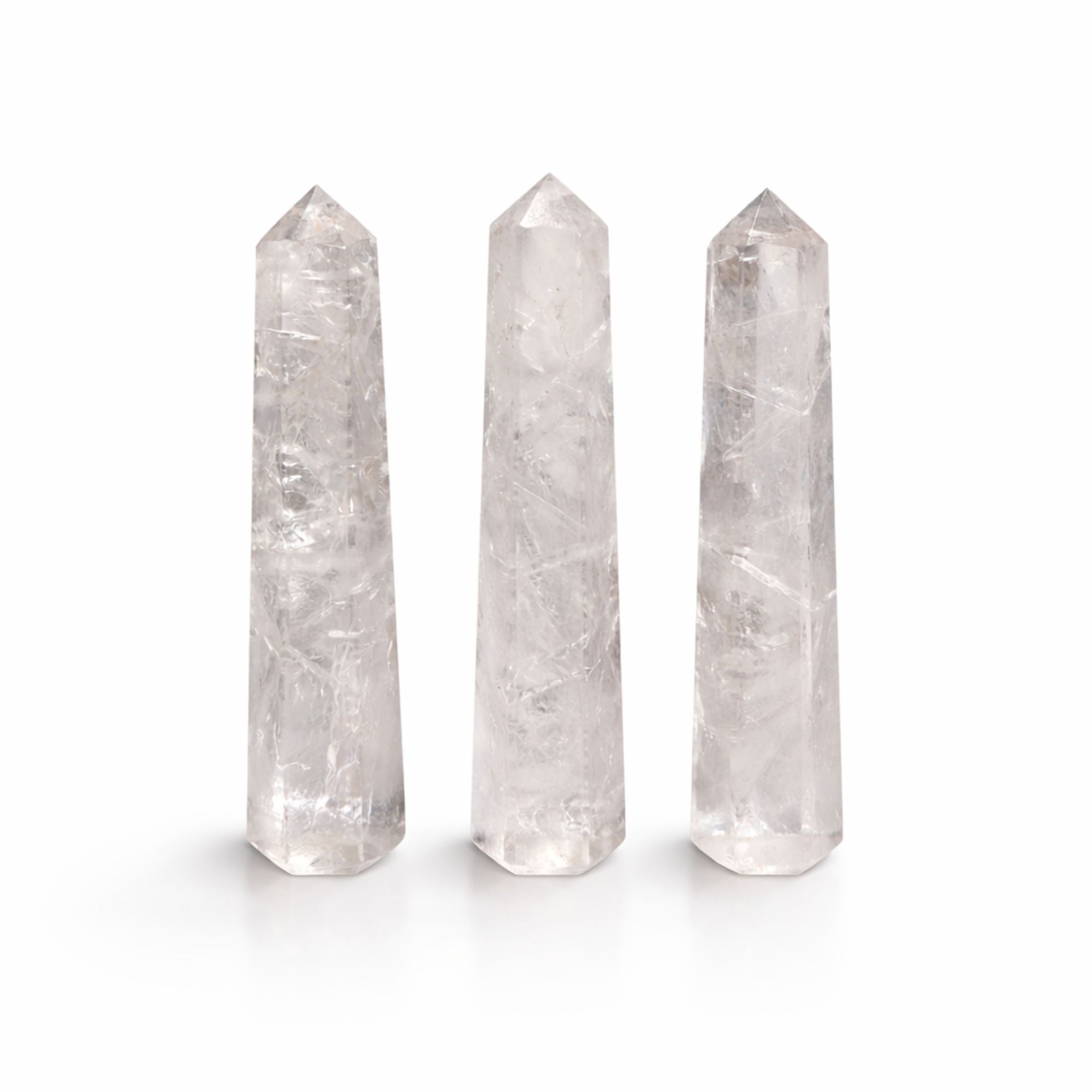 CLEAR QUARTZ SIX FACE OBELISK POINT (11CM)