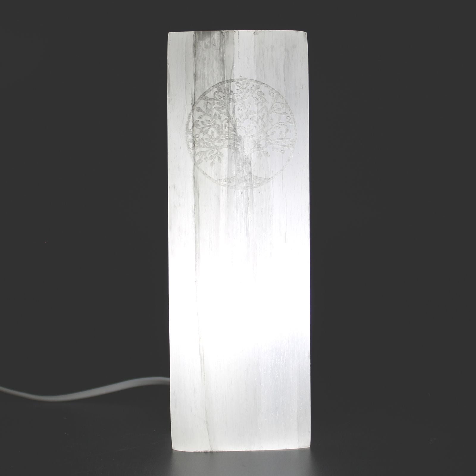 SELENITE BLOCK LAMP - TREE OF LIFE (25CM)