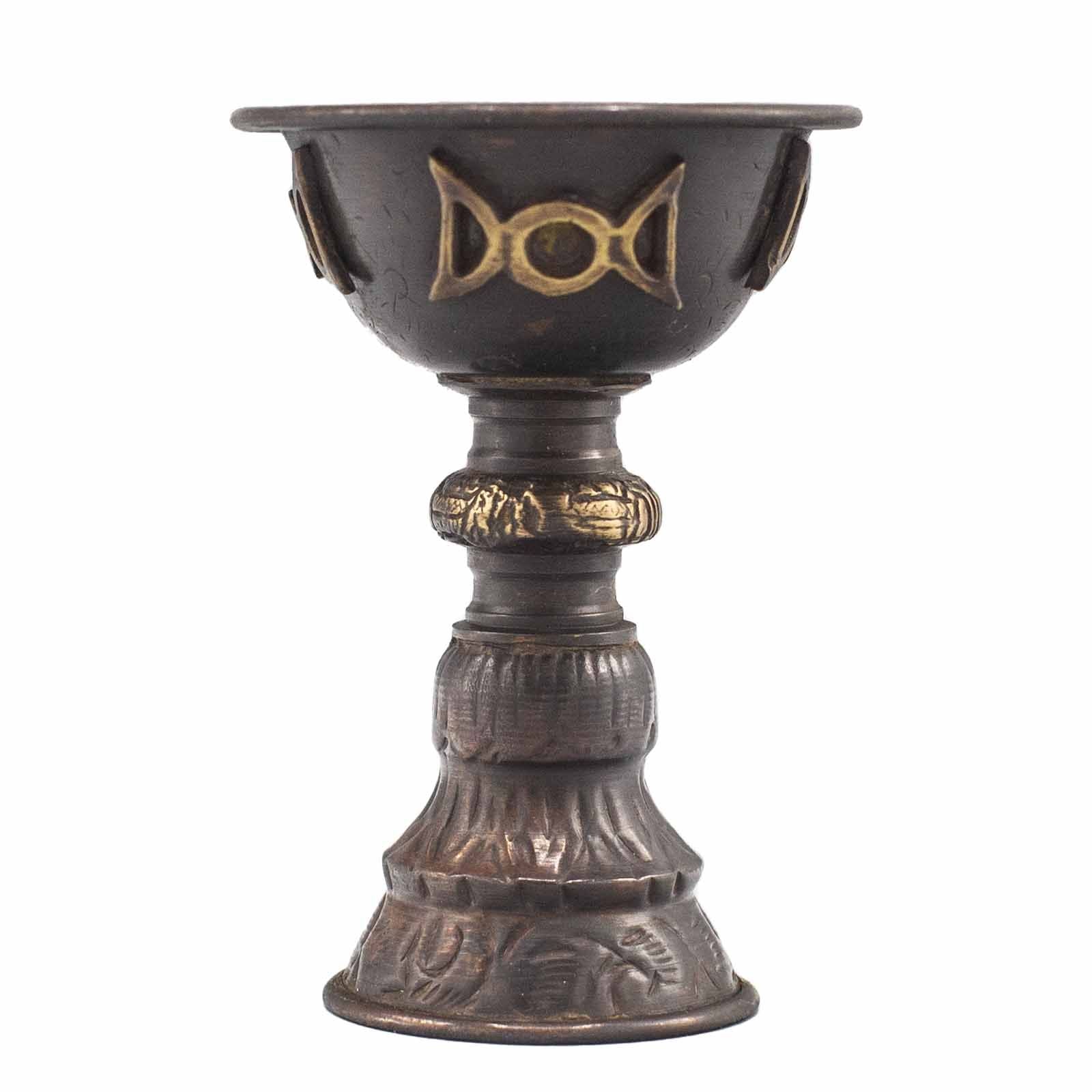 ANTIQUE COPPER TRIPLE MOON RITUAL GOBLET