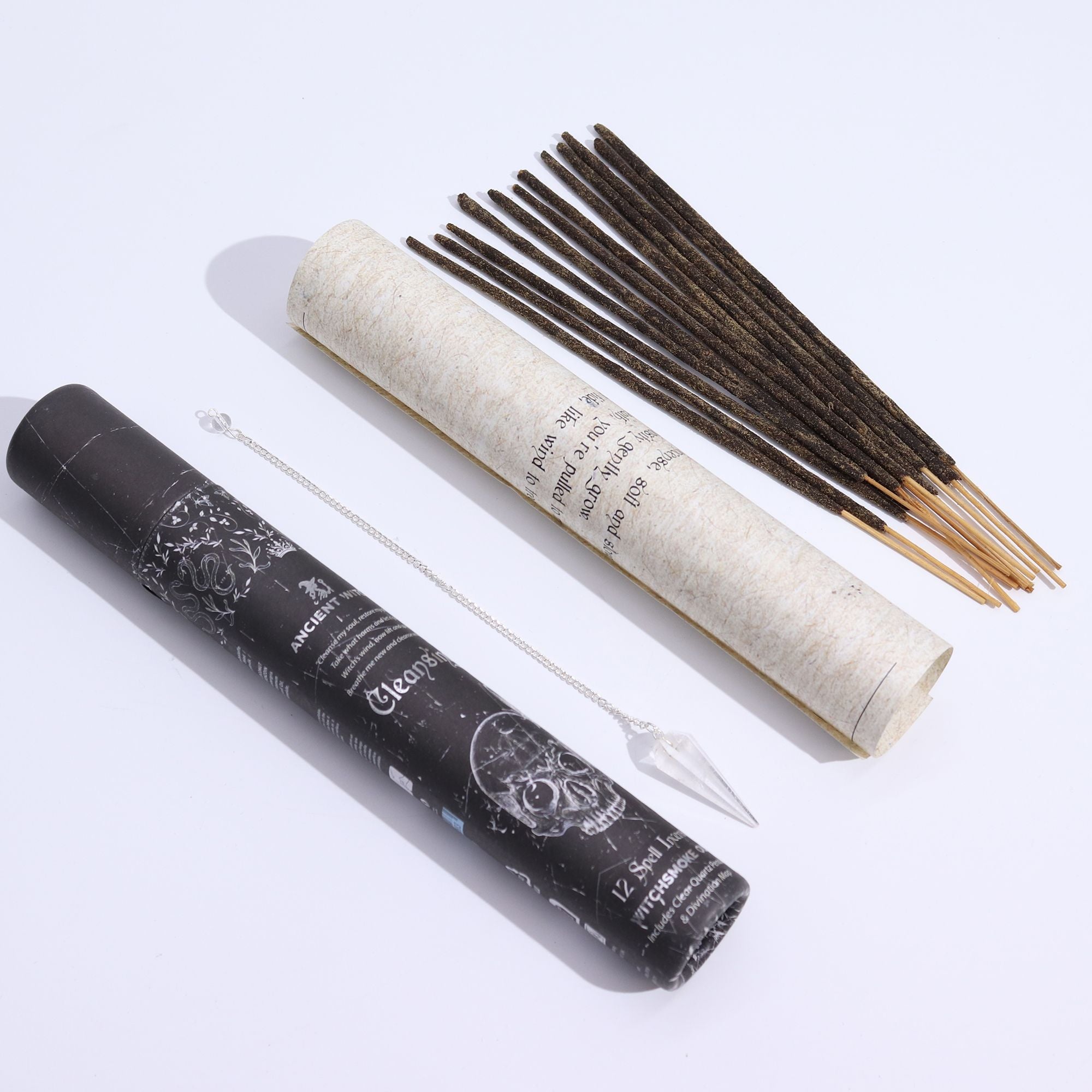 CLEANSING SPELL INCENSE + ROCK CRYSTAL PENDULUM SET