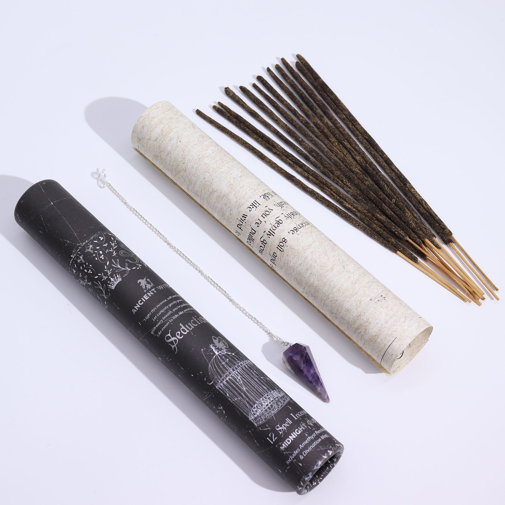 SEDUCTION SPELL INCENSE + AMETHYST PENDULUM SET