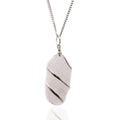 RAW ROSE QUARTZ WRAPPED CRYSTAL PENDANT NECKLACE
