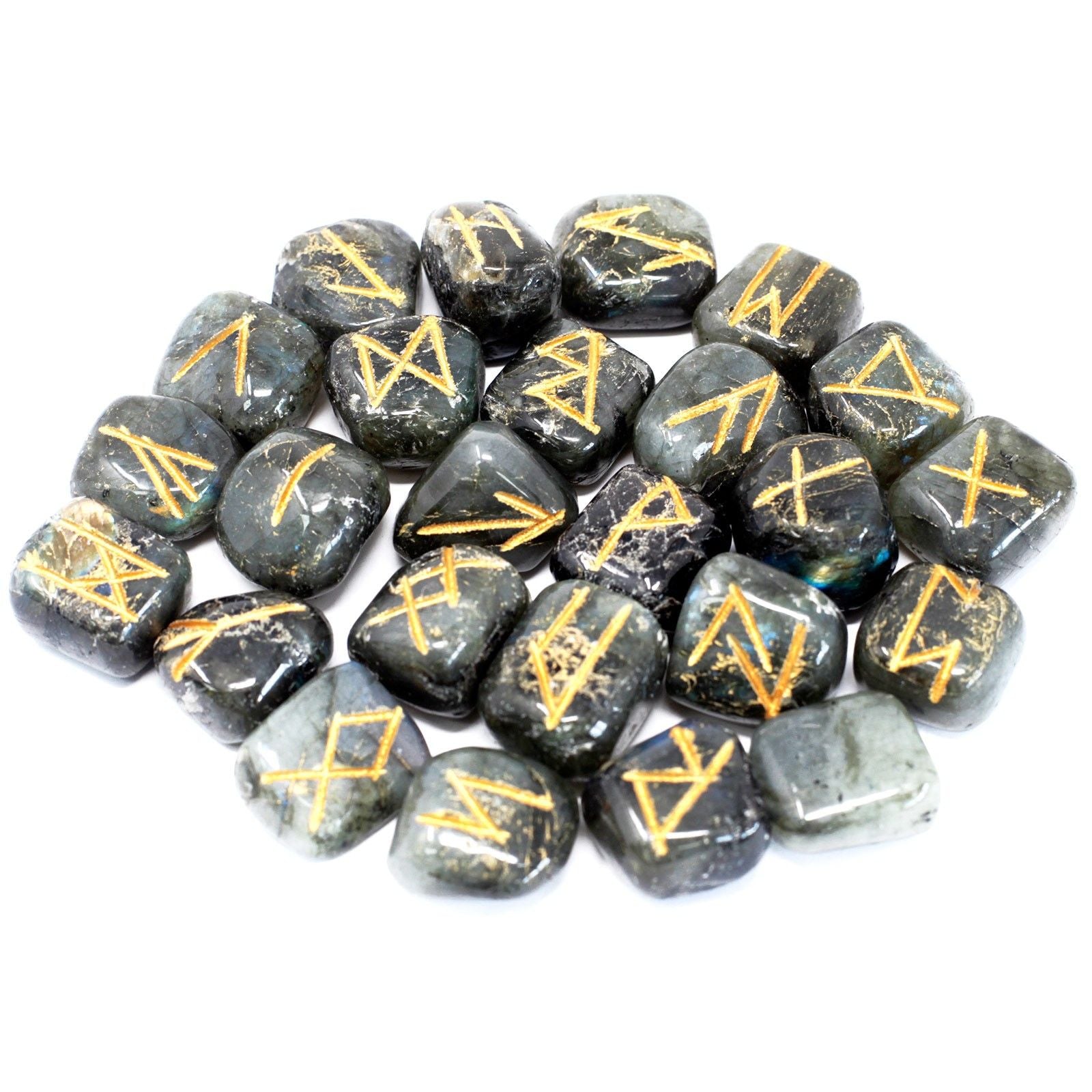 LABRADORITE RUNE STONE SET IN POUCH
