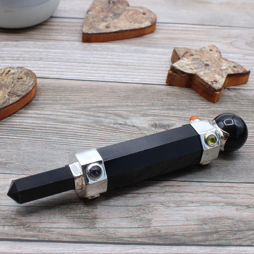 BLACK AGATE HEALING CRYSTAL WAND