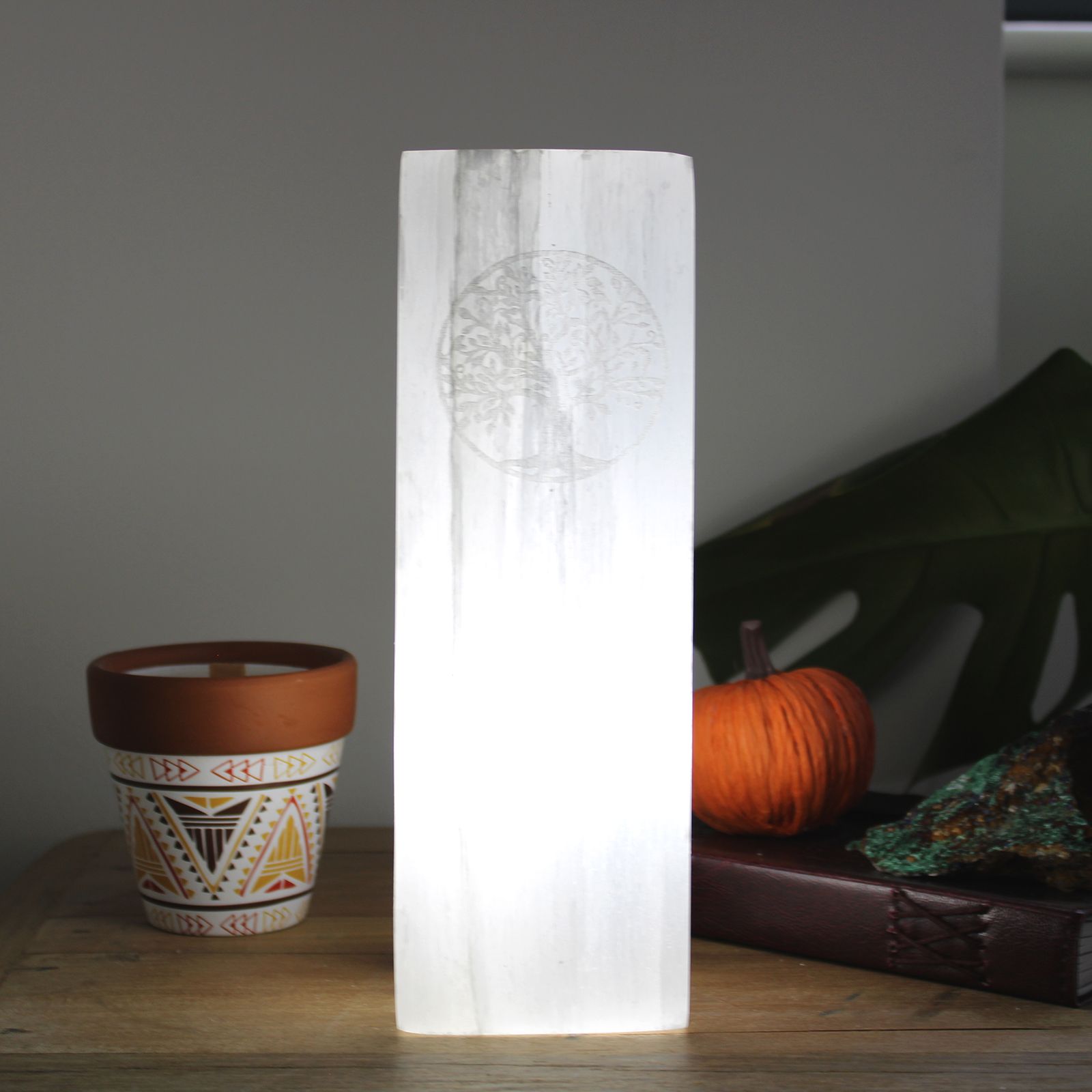 SELENITE BLOCK LAMP - TREE OF LIFE (25CM)
