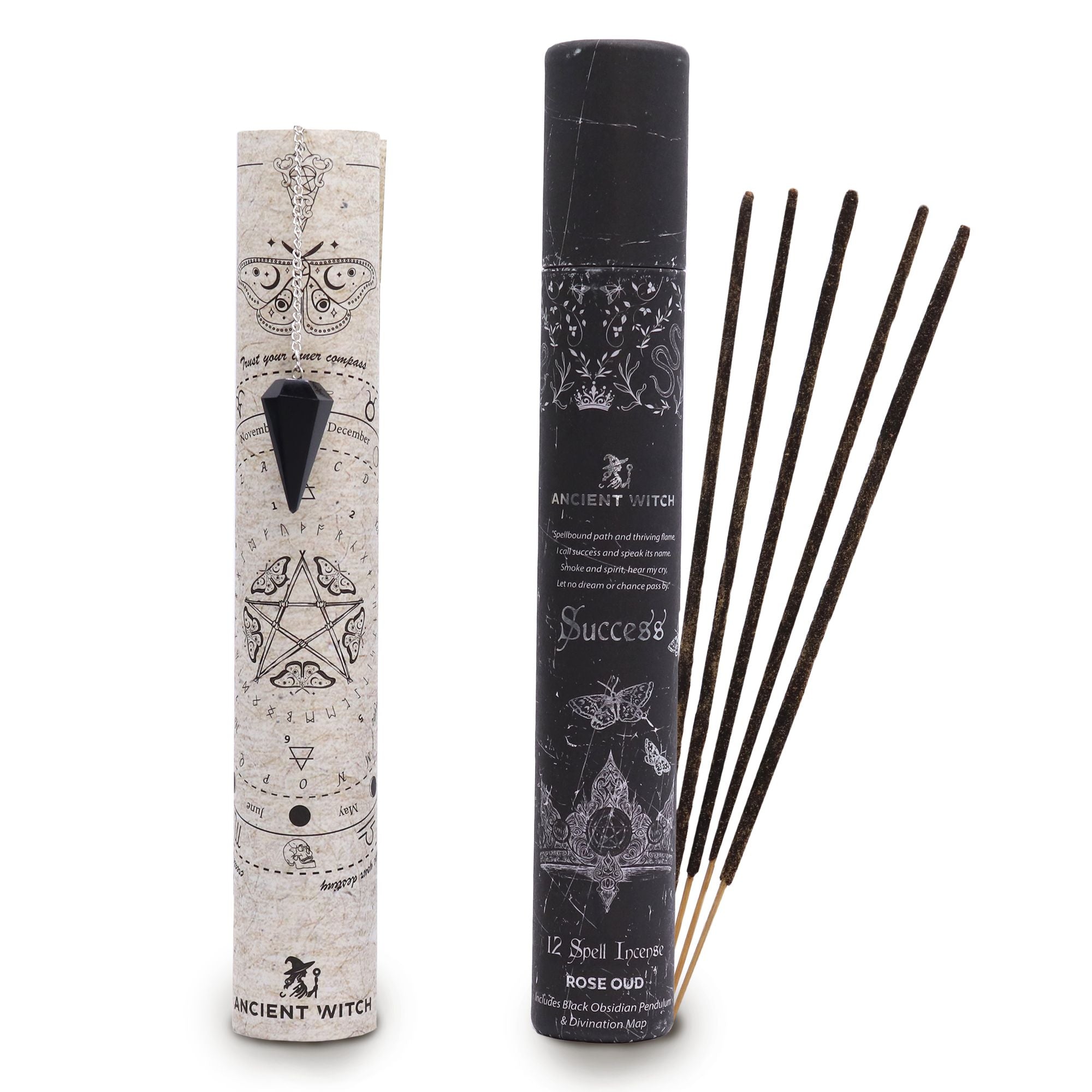 SUCCESS SPELL INCENSE + BLACK OBSIDIAN PENDULUM SET
