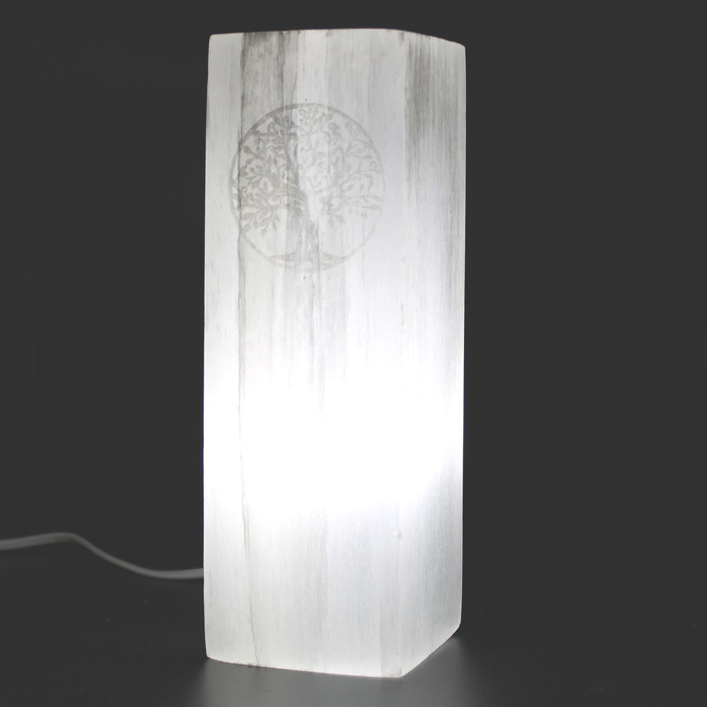 SELENITE BLOCK LAMP - TREE OF LIFE (25CM)