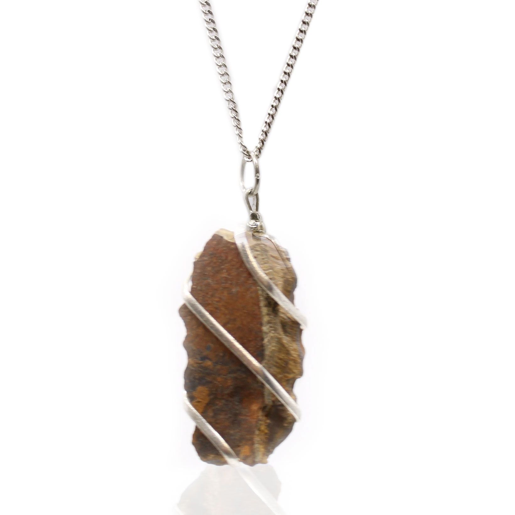RAW TIGER EYE WRAPPED CRYSTAL PENDANT NECKLACE