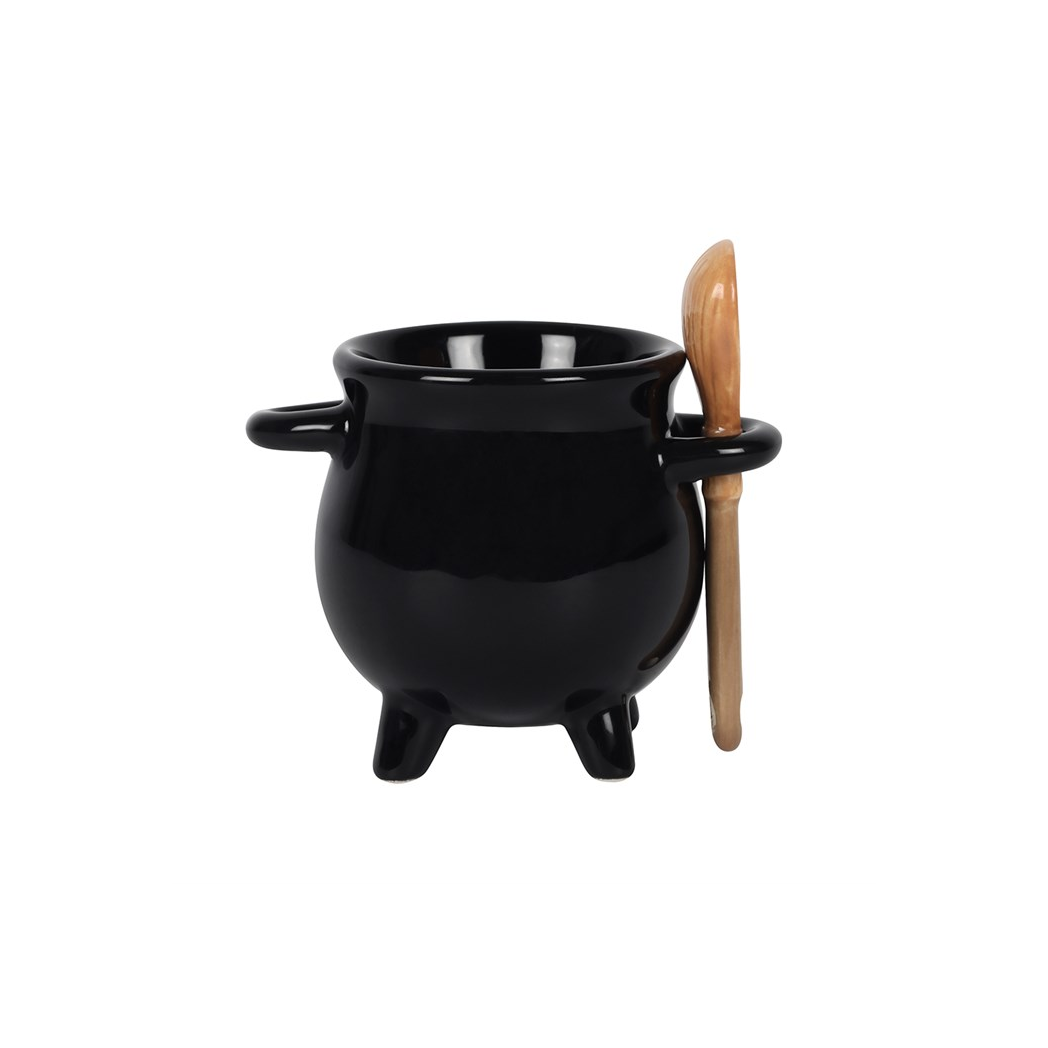 CAULDRON EGG CUP + BROOM SPOON
