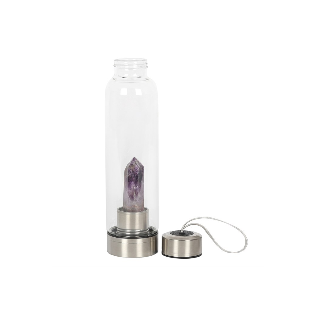 AMETHYST CRYSTAL INFUSED GLASS WATER BOTTLE