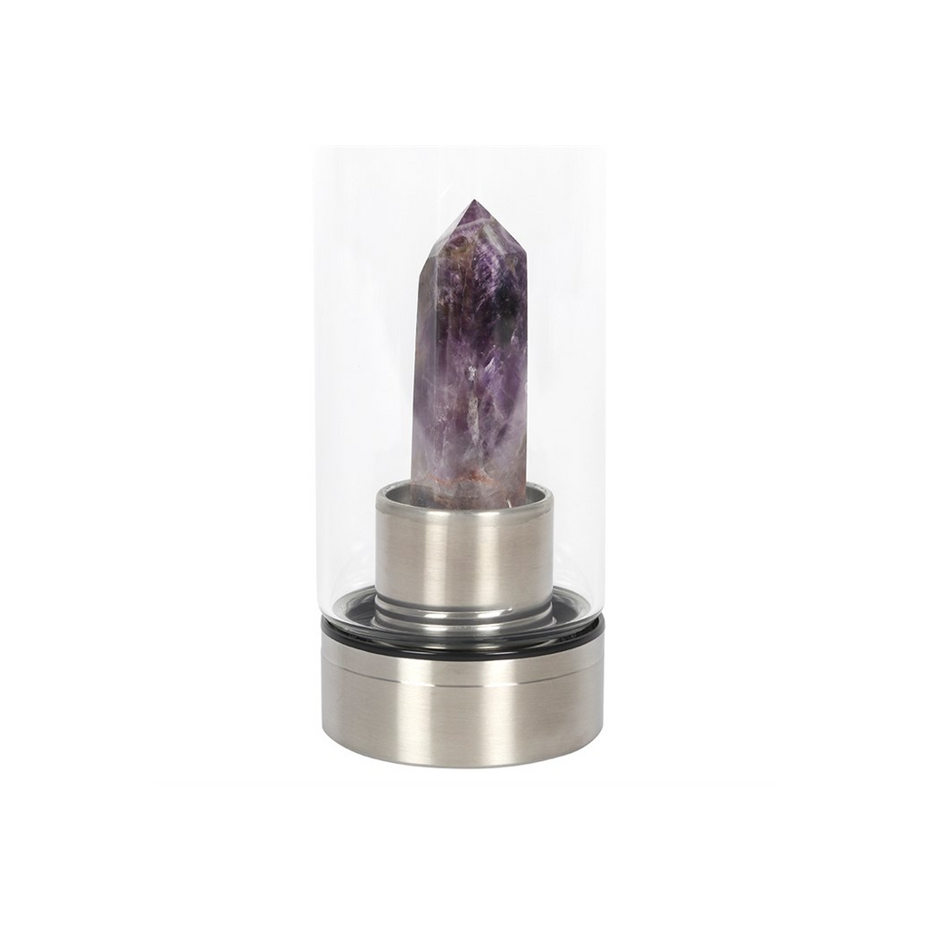 AMETHYST CRYSTAL INFUSED GLASS WATER BOTTLE