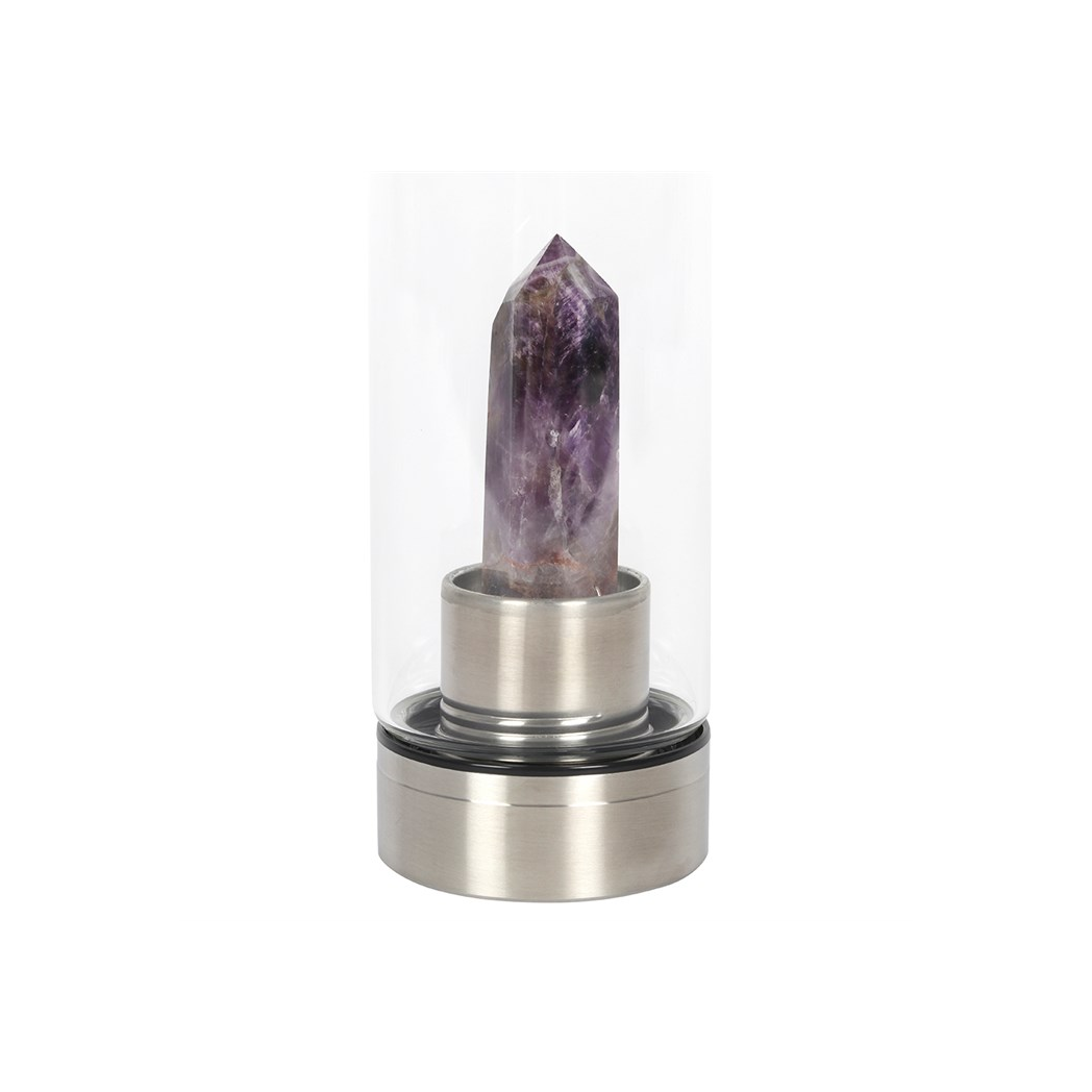 AMETHYST CRYSTAL INFUSED GLASS WATER BOTTLE