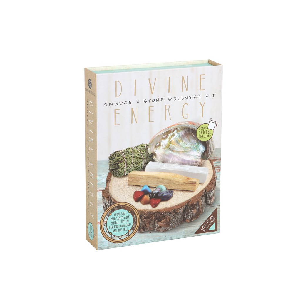 DIVINE ENERGY SMUDGE + STONE WELLNESS KIT GIFT SET