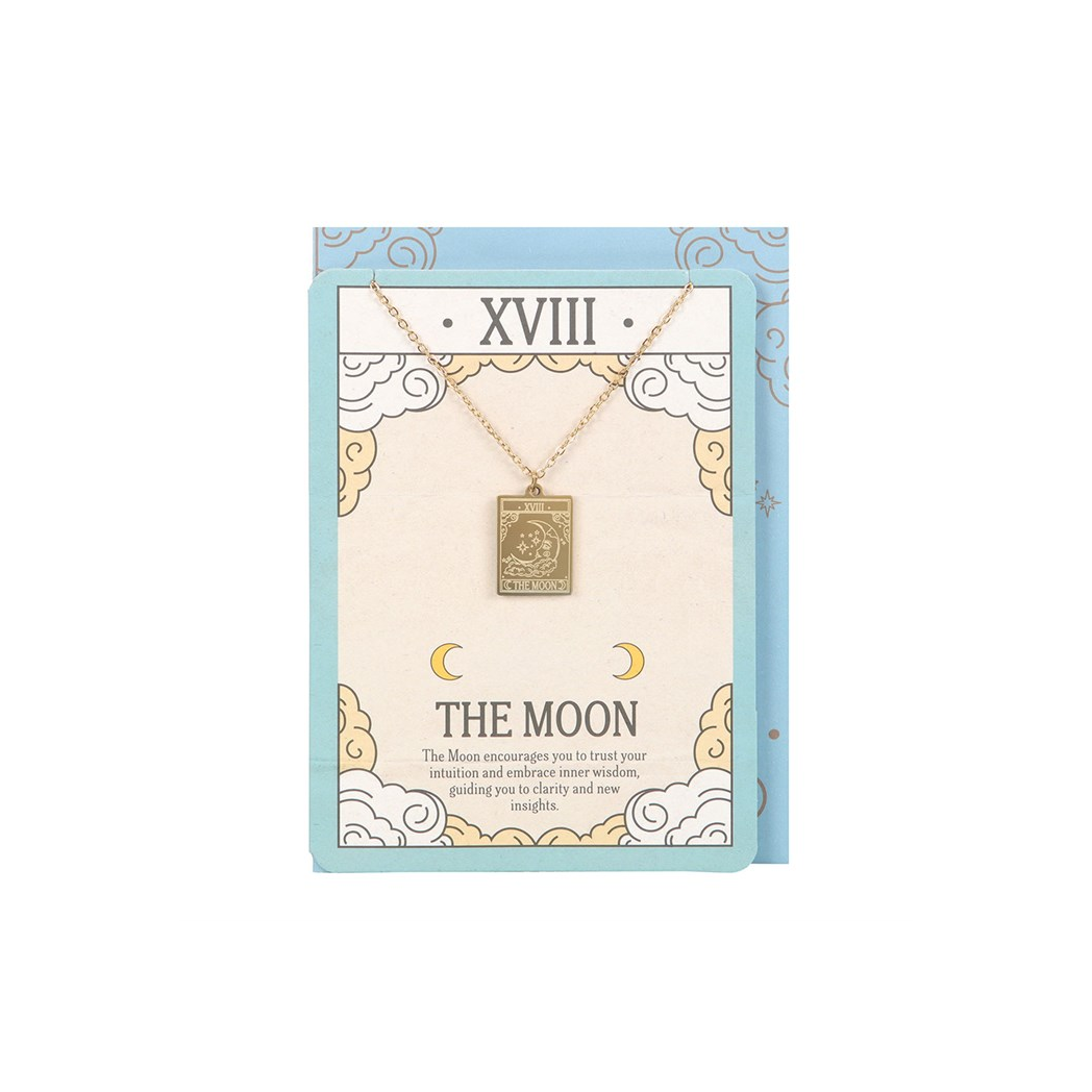 THE MOON VINTAGE TAROT NECKLACE CARD